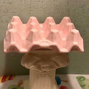 POLISH POTTERY Pink Ceramic Egg Holder